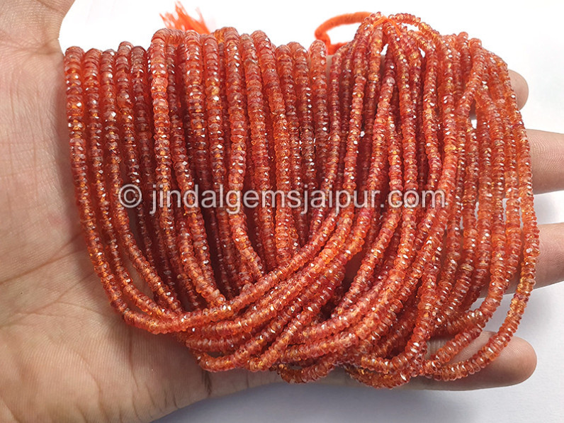 Orange Sapphire Faceted Tyre Shape Beads
