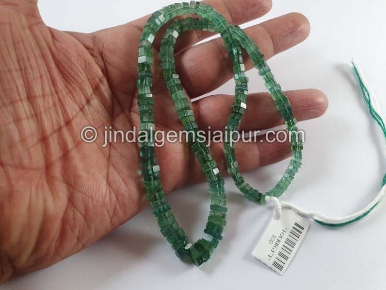 Green Tourmaline Faceted Bolt Beads