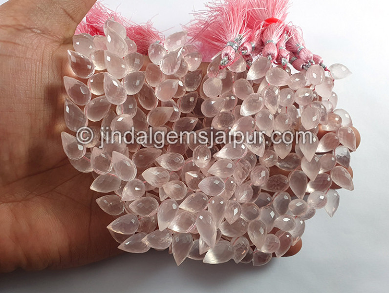 Rose Quartz Faceted Tulip Drops Shape Big Beads