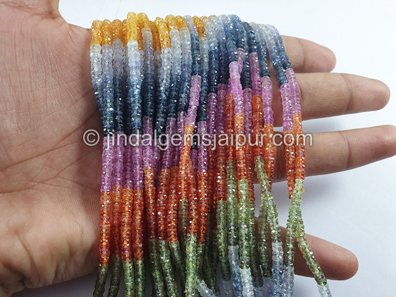 Multi Sapphire Faceted Tyre Shape Beads