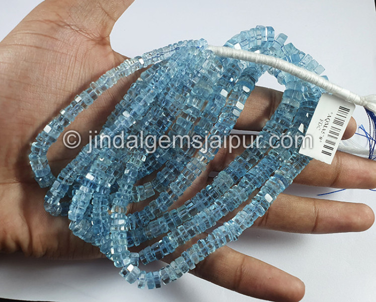 Aquamarine Step Cut Bolt Shape Beads