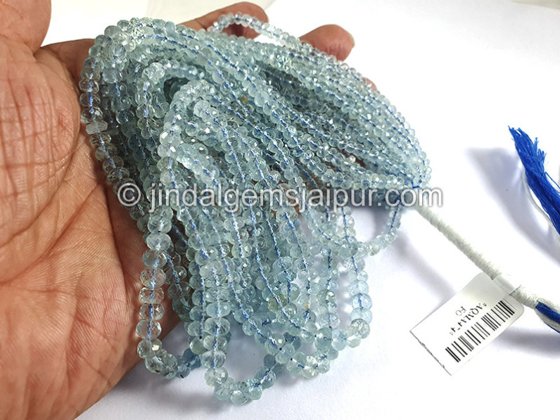 Aquamarine Faceted Roundelle Shape Beads