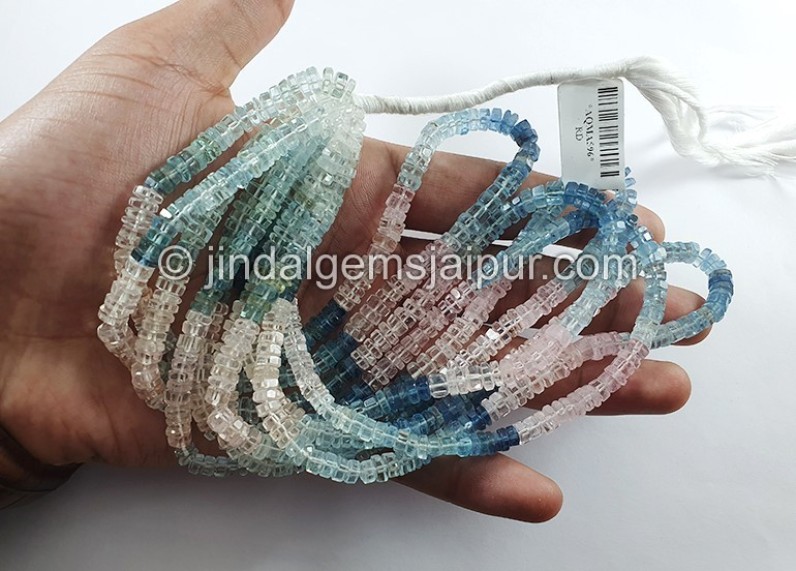 Multi Aquamarine Step Cut Bolt Shape Small Beads