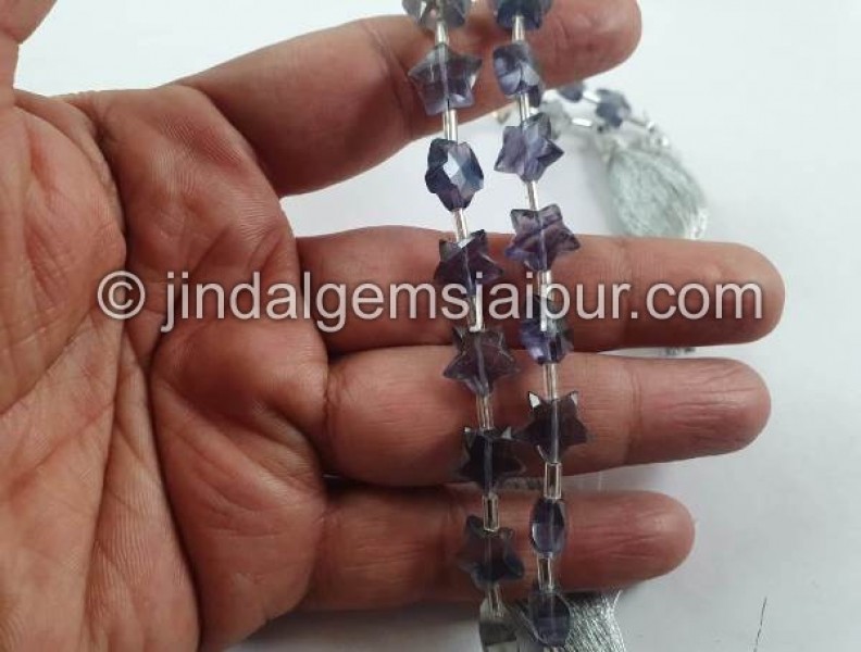 Fluorite Blue Faceted Star Beads