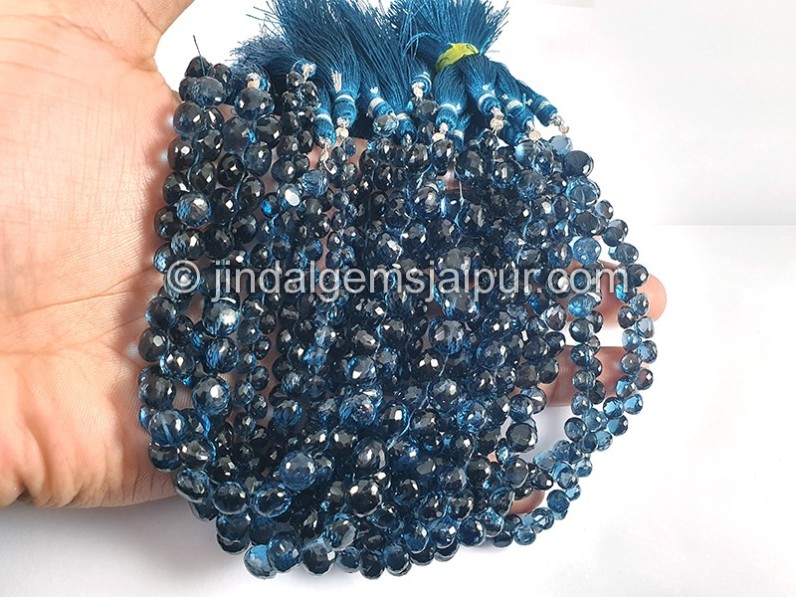 London Blue Topaz Faceted Onion Shape Big Beads