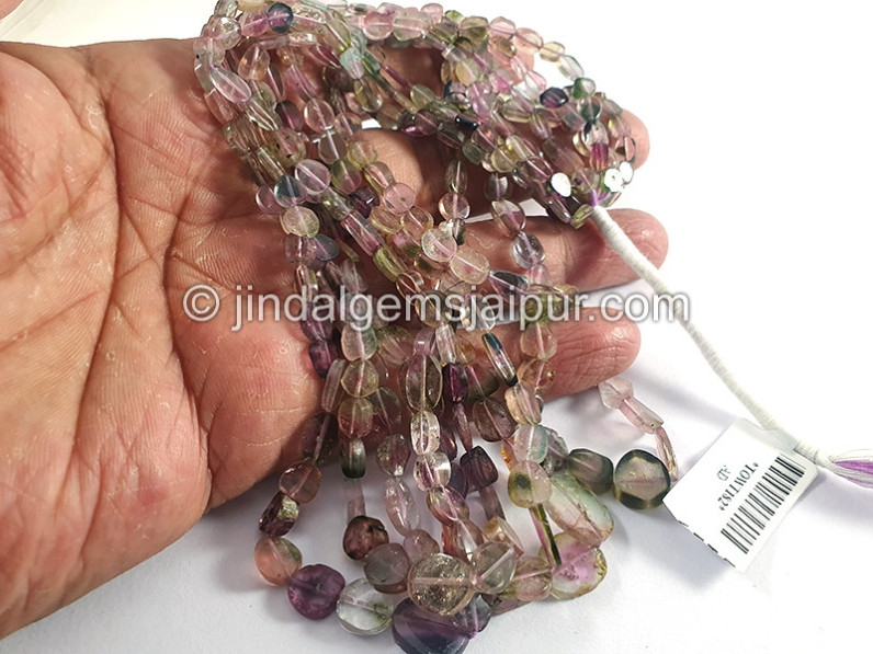 Bi Color Tourmaline Flat Oval Shape Beads