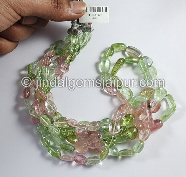 Pastel Tourmaline Smooth Nuggets Shape Beads