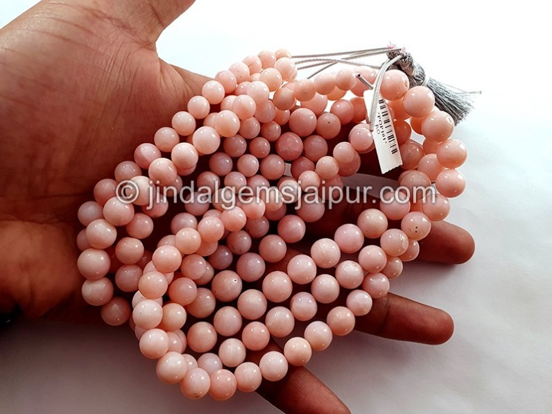 Pink Opal Smooth Balls Shape Beads