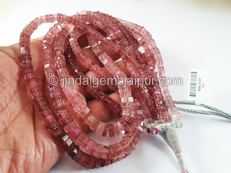 Pink Tourmaline Cut Bolt Shape Beads