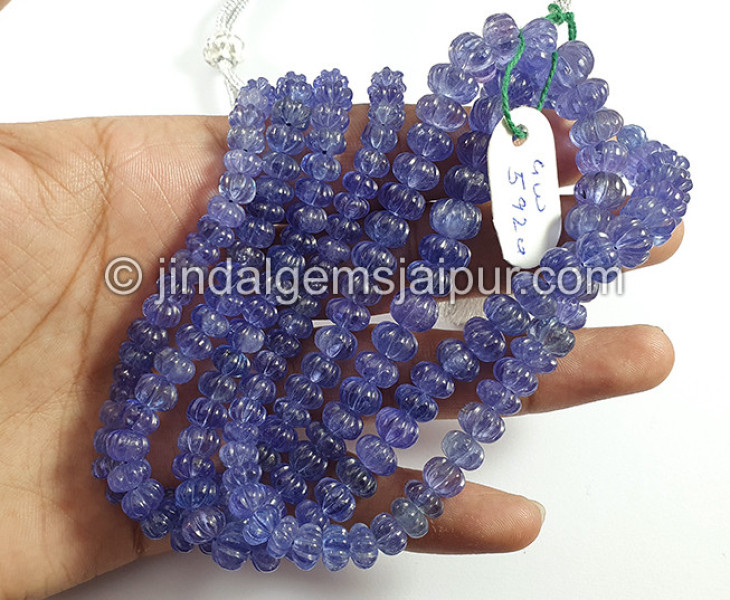 Tanzanite Carved Pumpkin Shape Beads