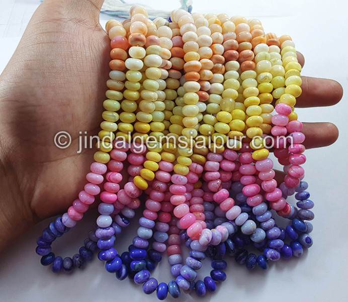 Multi Opal Dyed Smooth Roundelle Shape Beads