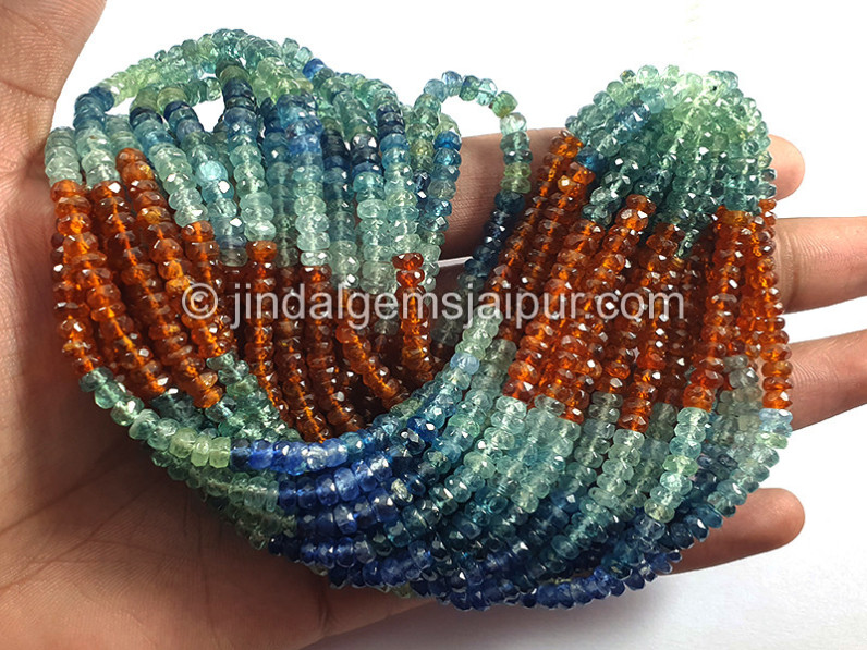 Multi Kyanite Faceted Roundelle Shape Beads