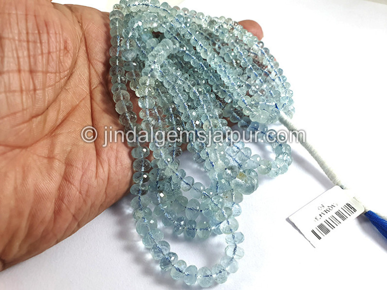 Aquamarine Faceted Roundelle Shape Beads