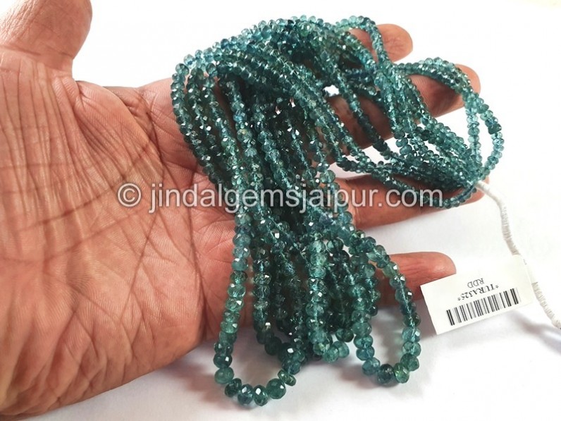Indicolite Blue Tourmaline Faceted Roundelle Beads