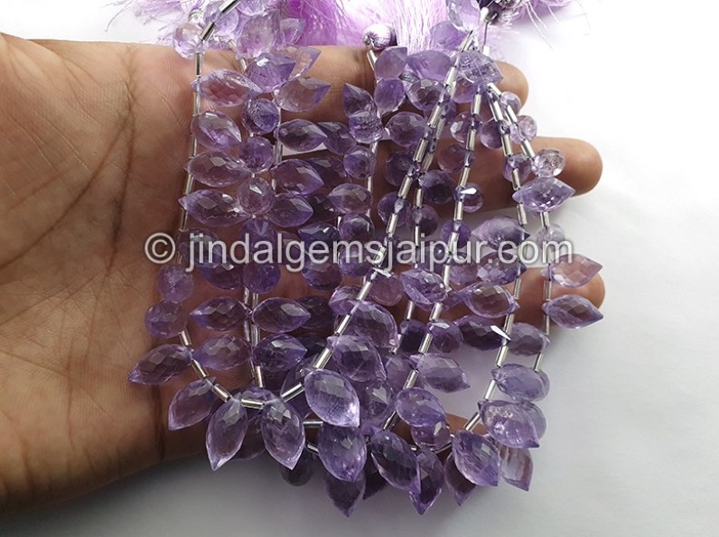Amethyst Faceted Dew Drops Shape Beads