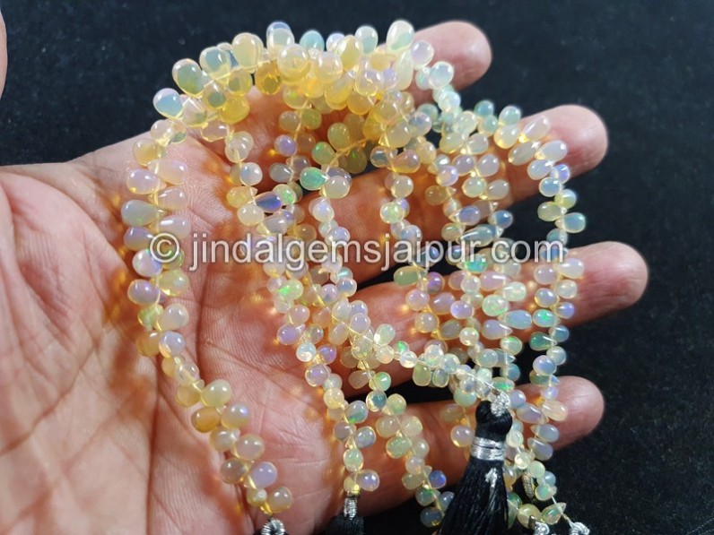 Yellow Ethiopian Opal Smooth Drops Beads