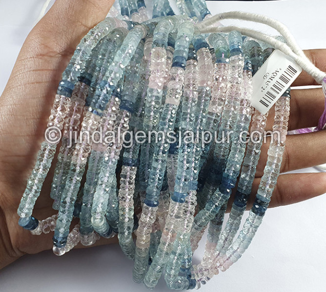 Multi Aquamarine Faceted Tyre Shape Beads