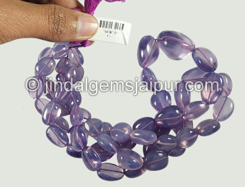 Scorolite Or Lavender Quartz Smooth Nuggets Shape Beads