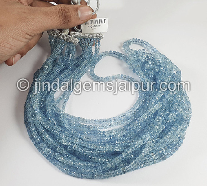 Aquamarine Faceted Roundelle Shape Beads