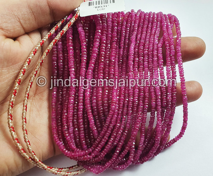 Ruby Mozambique Faceted Roundelle Shape Beads
