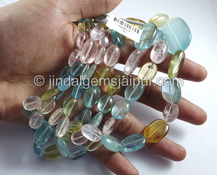 Multi Aquamarine Smooth Nuggets Shape Big Beads