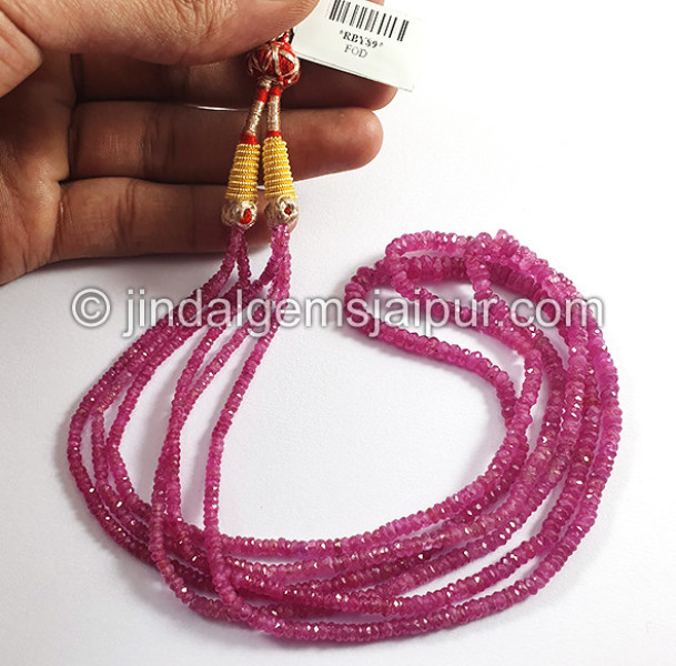 Ruby Mozambique Faceted Roundelle Shape Beads