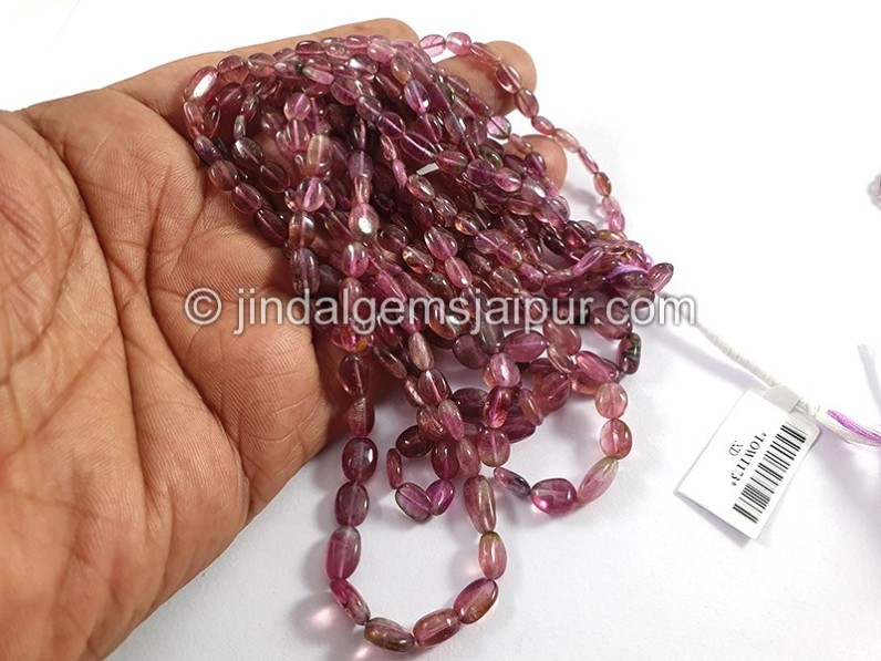 Bi Color Tourmaline Smooth Oval Shape Beads