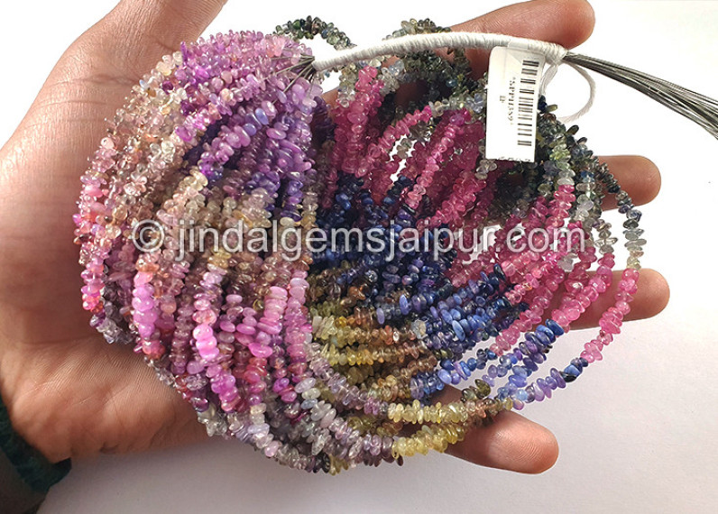 Multi Sapphire Smooth Chips Beads