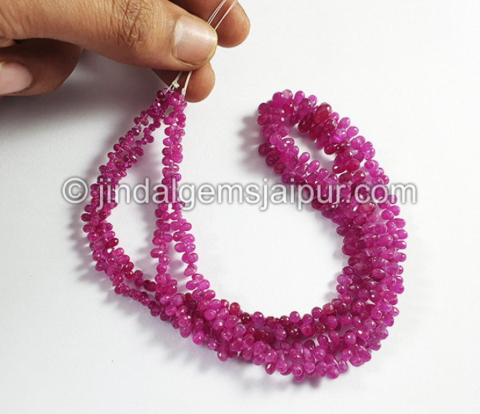 Pink Sapphire Faceted Drops Shape Beads