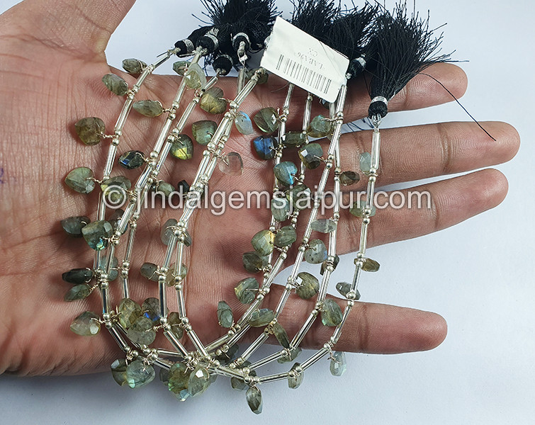 Labradorite Fancy Heart Shape Small Beads