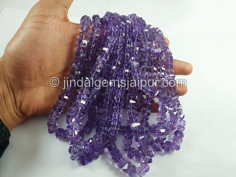 Amethyst Faceted Irregular Roundelle Beads