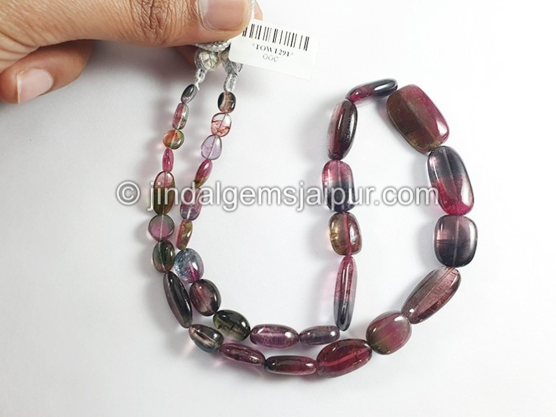 Bi Color Tourmaline Smooth Nuggets Shape Beads