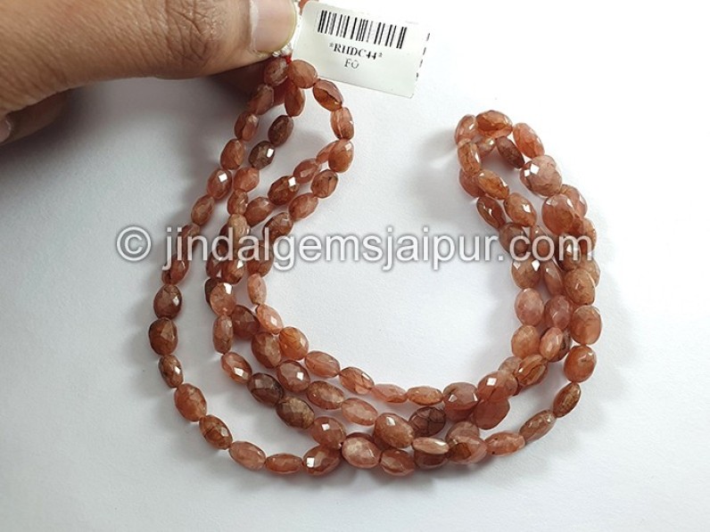 Rhodochrosite Peru Faceted Oval Shape Beads