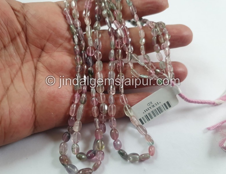 Bi Color Tourmaline Smooth Oval Beads