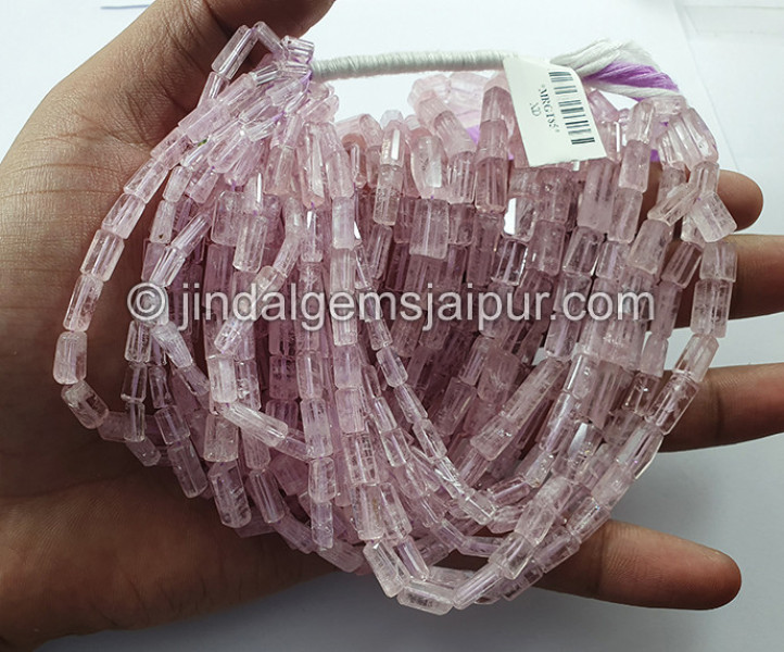 Pink Morganite Step Cut Pipe Shape Beads