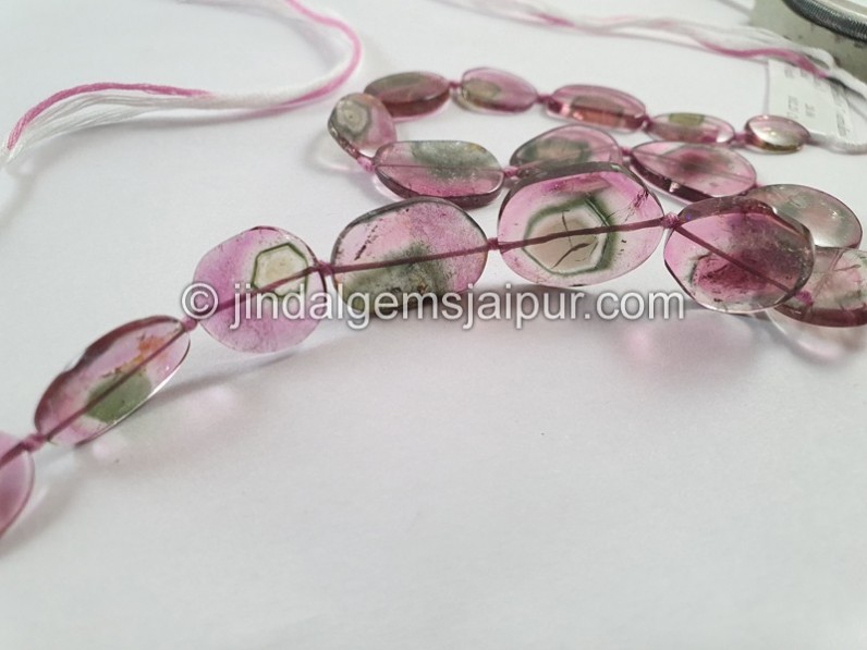 Watermelon Tourmaline Smooth Slices Beads