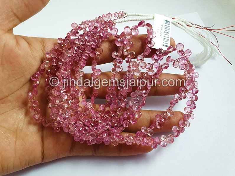 Pink Tourmaline Faceted Pear & Heart Shape Beads