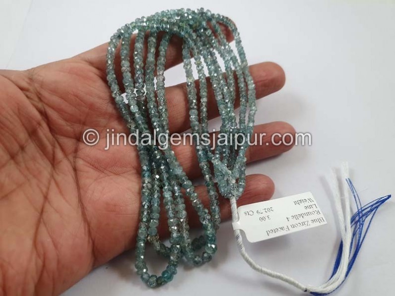 Natural Blue Zircon Shaded Faceted Roundelle Beads