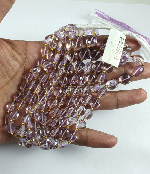 Ametrine Faceted Oval Shape Beads