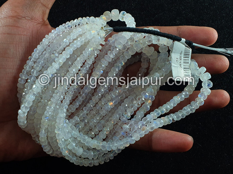 White Rainbow Madagascar Faceted Roundelle Shape Beads