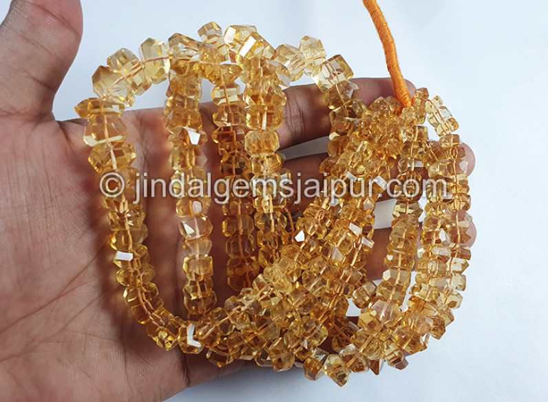 Deep Citrine Faceted Irregular Roundelle Beads