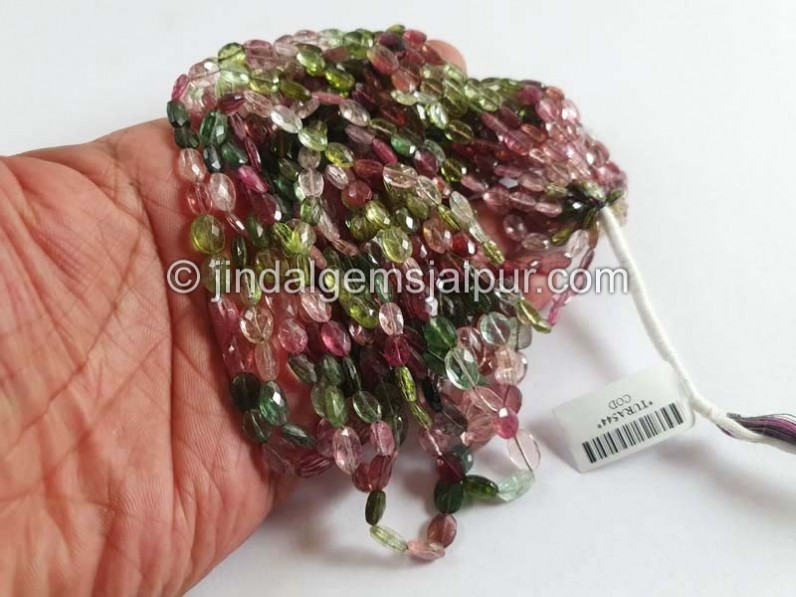 Tourmaline Faceted Oval Shape Beads