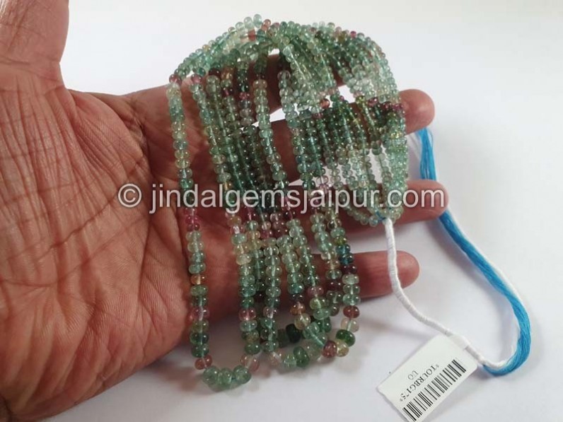 Blue Tourmaline Shaded Smooth Roundelle Beads -- TOURBG175