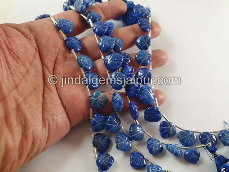 Lapis Carved Maple Leaf Beads