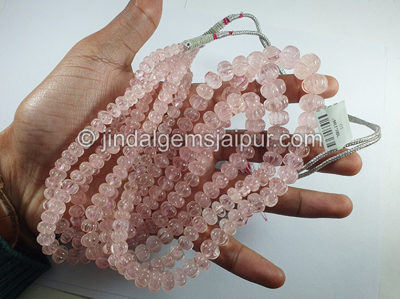 Pink Morganite Carved Pumpkin Shape Beads