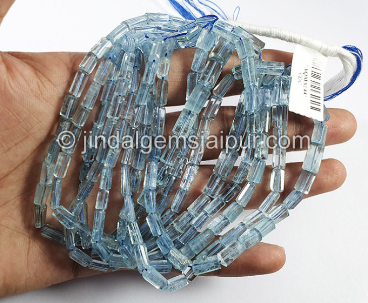 Santa Maria Aquamarine Cut Pipe Shape Beads