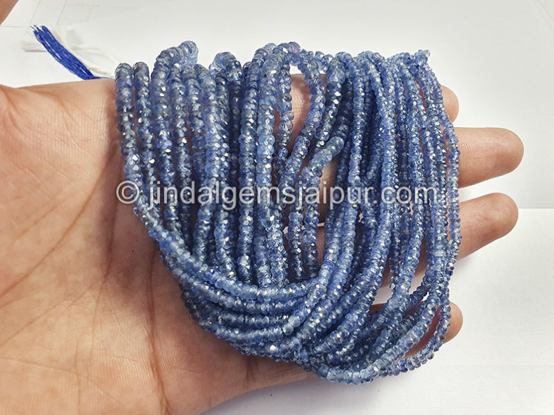 Blue Sapphire Faceted Roundelle Shape Beads