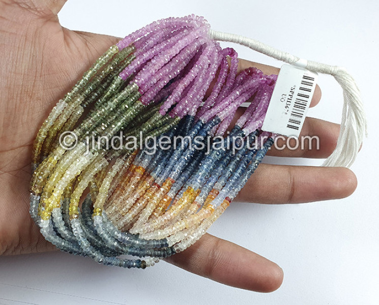 Multi Sapphire Faceted Roundelle Shape Beads