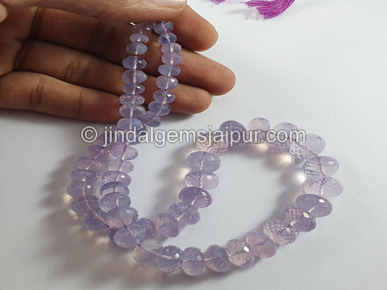 Scorolite Or Lavender Quartz Faceted Roundelle Shape Beads