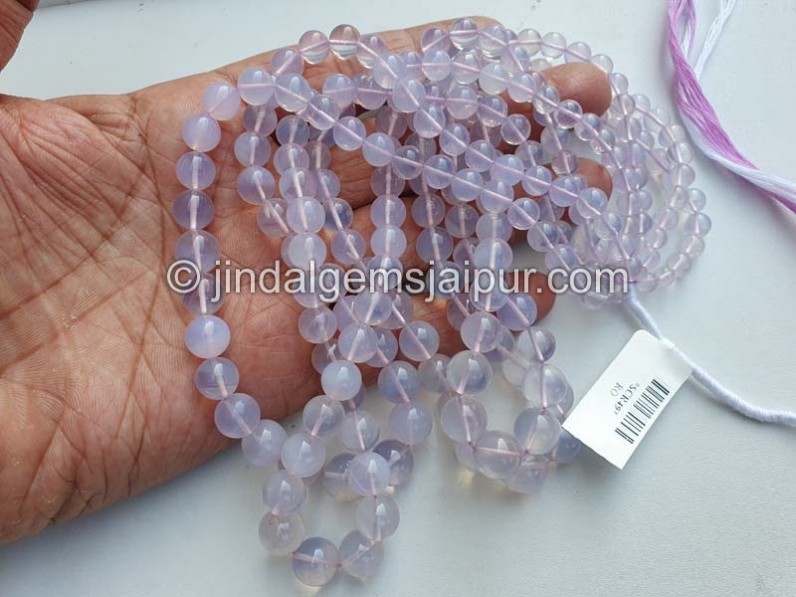 Lavender Quartz Or Scorolite Smooth Round Beads